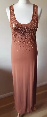 La Redoute Women's Long Maxi Dress Size 8-10 Brown Sequin Sleeveless • $12.62