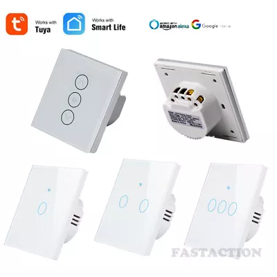 TUYA Smart Life APP 1/2/3 Gang Wifi Switch UK Touch Dimmer Light Control F Alexa • £3.59