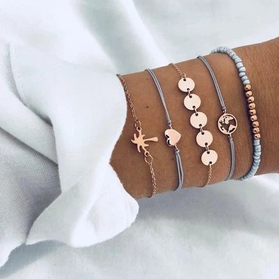 £3.99 • Buy Bohemian Multilayer Bracelet Set Women Girls Boho Chain Cuff Bangle Jewellery