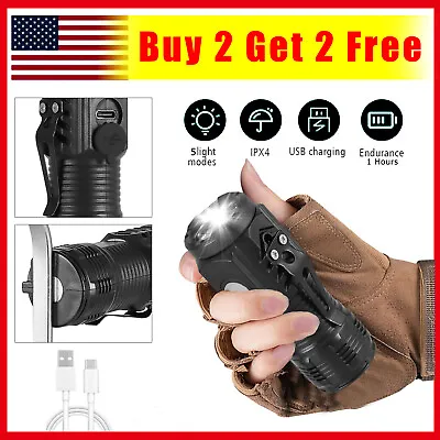 New Tactical Flashlight Small LED Torch Light Mini Super Bright USB Rechargeable • $6.95