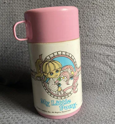 Vintage 1985 Aladdin My Little Pony Thermos Pink & White Hasbro • $14