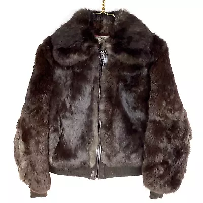 Vintage Fur Couture Women's Full Zip Fur Jacket Quilt Lined Medium Brown • $127.49