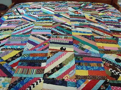 Handmade Large Size Crazy Patchwork Quilt  / Throw - 77  X 88  • £249