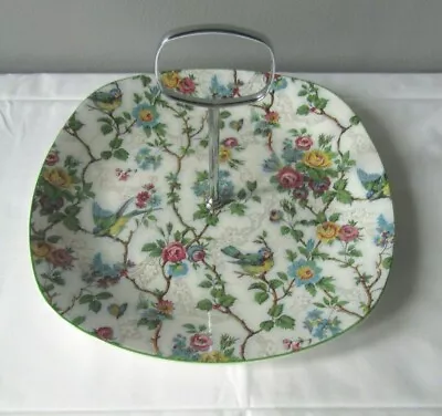 $34.95 • Buy Midwinter Stylecraft Lorna Doone Chintz Bird 1-Tier Tray W/Handle England