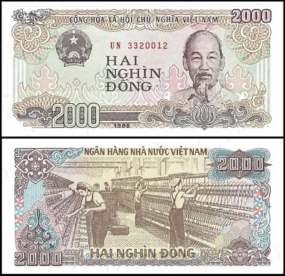 VIETNAM 2000 Dong 1988 P-107 UNC World Currency • $1.45