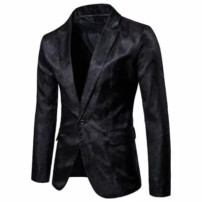 Men's Slim Formal Suit Button Party Floral Business Blazer Coat Jacket Tops Chic • $35.50