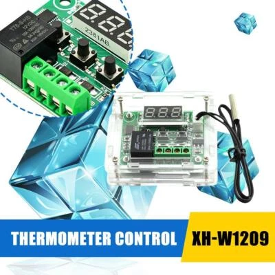 £2.74 • Buy Temperature Control Switch With Thermometer And Case 12V W1209 Thermostat