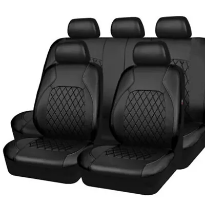 Seat Covers Full Set Cushion Protector Front Rear 5-Sits PU Leather For Car SUV • $71