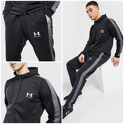 Under Armour UA Poly Hooded Full Tracksuit Hoodie Jacket + Trackpant S-XL • $86.31