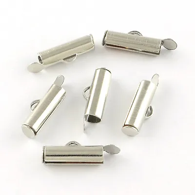 50pcs Iron Slide On End Clasp Tubes Slider Caps Crimp For Round 11/0 8/0 Beads • $7.01