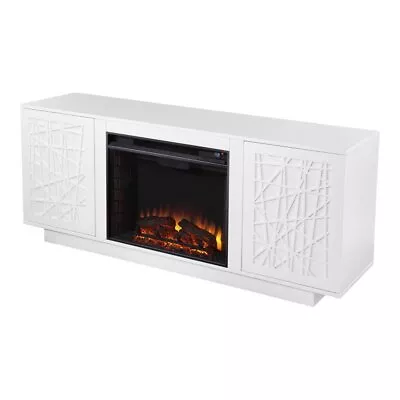 SEI Furniture Delgrave Storage Engineered Wood Electric Media Fireplace In White • $577.93