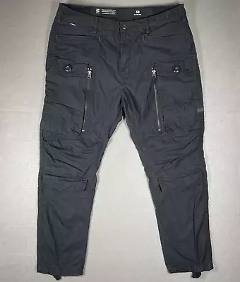 G-Star Raw Mens Black LP ZIP Relaxed Tapered Cargo Jeans Pants Size 38W 34L • $59.95