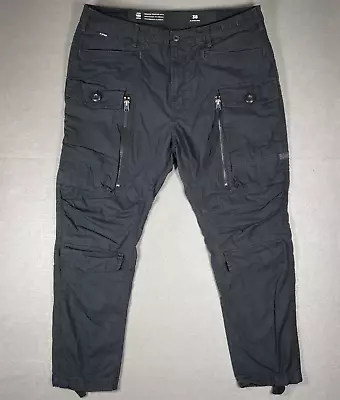 G-Star Raw Mens Black LP ZIP Relaxed Tapered Cargo Jeans Pants Size 40W 34L • $59.95