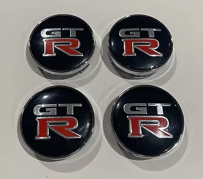 Nissan GTR Black Wheel Center Caps Silver 60mm 4pc Skyline • $45