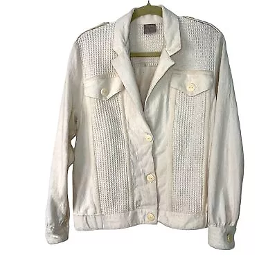 Martinez Vintage Womens Jacket Cream Size Medium Mexican Pure Cotton Button • $58.78