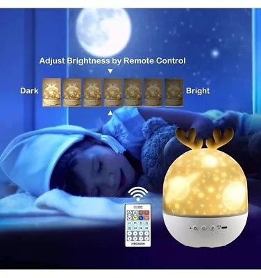 Night Light Projector Rotation Bluetooth Play Music W/Remote • $19.95