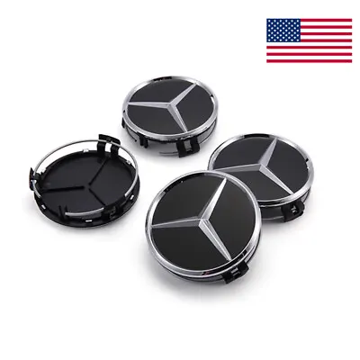 4PCS/1Set For Mercedes-Benz Black Wheel Center Hub Caps Cover Badge Emblem 75mm • $13.98