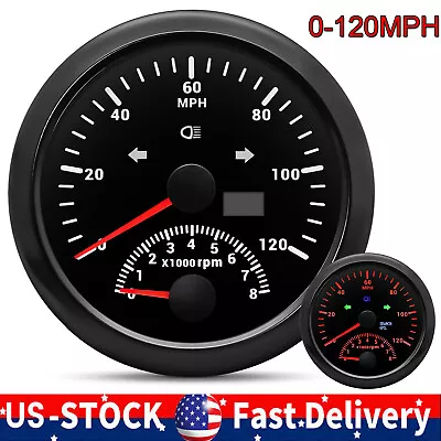 85mm Marine GPS Speedometer 0-120MPH With Tachometer 8000MPH Gauge For Car Boat • $52.89