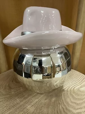 RARE Disco Ball Cookie Jar W/ Pink Cowgirl Cowboy Hat  Ceramic 10  NEW • $75