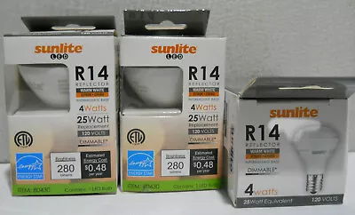 Lot Of 3 Sunlite 4W R14 LED Reflector Dimmable Light Bulb 80430 Warm White • $24.99