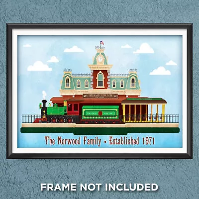 Personalized Disney World Train Station Print Poster Magic Kingdom Railroad 3176 • $29.95
