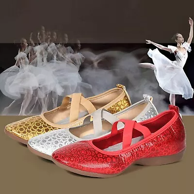 Women's  Shoes Solid Color Glitter Asakuchi Latin Dance  Shoes Soft Sole Dance • $22.06