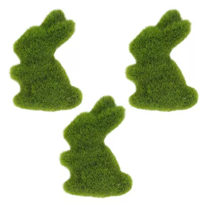 3 PCS Bunny Statues Green Moss Bunny Faux Moss Animals Bunny Sculpture • $10.25