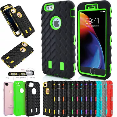 Shock Proof Case Rugged Heavy Duty Tyre Builder Cover For IPhone 8 7 Plus 6 5 SE • £4.78