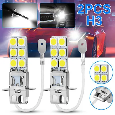 2Pcs H3 LED Fog Driving Light Bulbs Conversion Kit Super Bright White DRL 6000K • $8.98