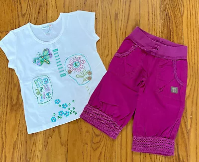 NWT Naartjie Embroidered Top Cargo Capris Outfit Size 4 (top) And 3 (capris) • $29.99