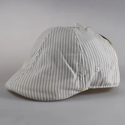 £10 • Buy Atlantis Gatsby Stripes Pinstripe Ivy Flat Cap Hat White / Beige