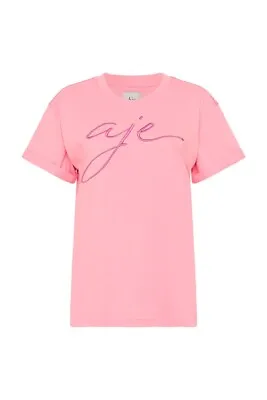 Aje Claudel Embroidered T-shirt Women Embroidered Logo Tee Relaxed Fit Tops XS S • $71.99