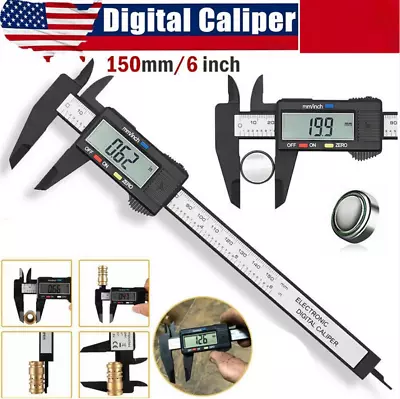 6  150mm Digital Caliper Micrometer LCD Gauge Vernier Electronic Measuring Ruler • $7.89