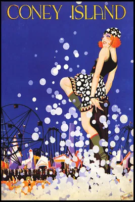 Coney Island Luna Park Brooklyn New York Manhattan Beach Vintage Poster Repro • $16.79