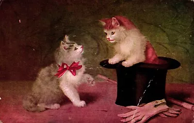 Postcard Kittens In The Magicians Hat Painting • $5.09