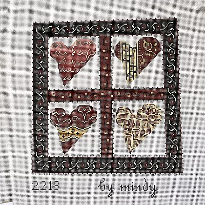 Mindy Needlepoint Canvas:  Victorian Hearts 2218   Bm • $105