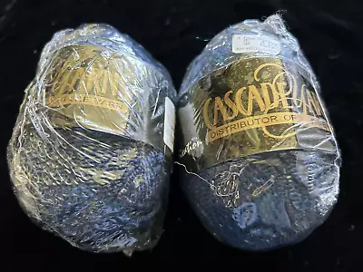 Yarn Cascade Fixation Lot Of 2 Color 2625 Navy Blue Cotton Elastic Brazil Sealed • $17.99