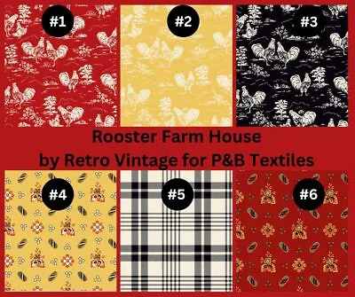 Rooster Farm House Retro Vintage Roosters Foulard Geo Fabric  By The Half Yard • $3.75