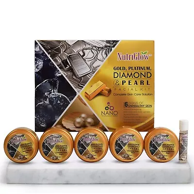 NutriGlow Platinum Diamond Gold And Pearl Facial Kit 6-Pieces Skin  250gm + 10ml • $27.59