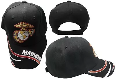 Marines USMC EGA Insignia Marine Corps Swirl Black Cap Hat Officially Licensed • $17.76