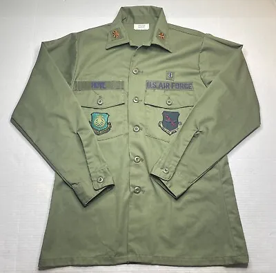 Vintage US Air Force Shirt Jacket Coat With Patches Size 15 1/2 33 Size M • $19.99