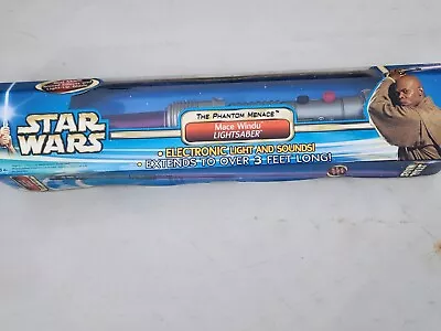 Star Wars MACE WINDU PURPLE LIGHTSABER PHANTOM MENACE Electronic Sealed • $56