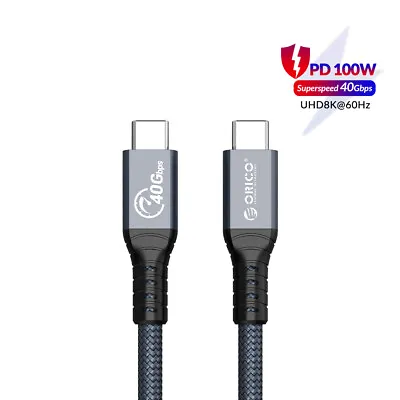 ORICO 40Gbps USB C Cable 100W Charging 8K@60Hz For MacBook IPad Thunderbolt 4/3 • £26.99