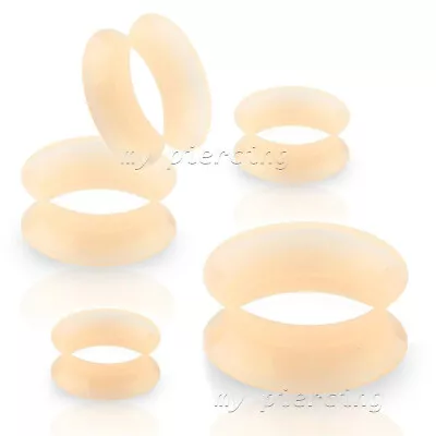 PAIR Ultra-Thin Silicone Earskin Flesh Tone Tunnel Ear Plugs 6G To 1  • $8.84