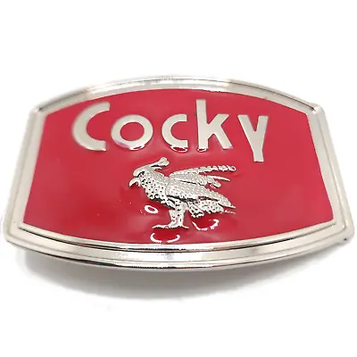 $25 • Buy Funny Cocky Rooster Belt Buckle Red Enamel