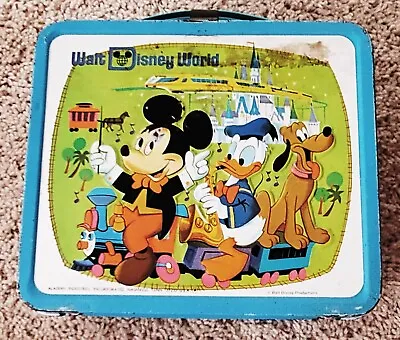 Vintage 1970s Walt Disney World Mickey Mouse Children's Metal Lunch Box • $22.50
