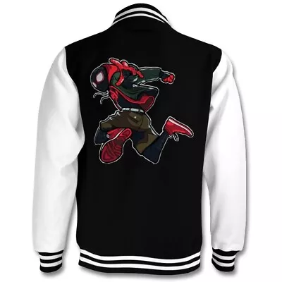 Spiderman Across The Spider-Verse Morales 3 Varsity Jacket Bomber Letterman • £50