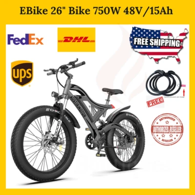 $1689.89 • Buy Electric Bike 26  750W 48V/15A Fat Tire Mountain Bicycle Beach All Terrain Ebike
