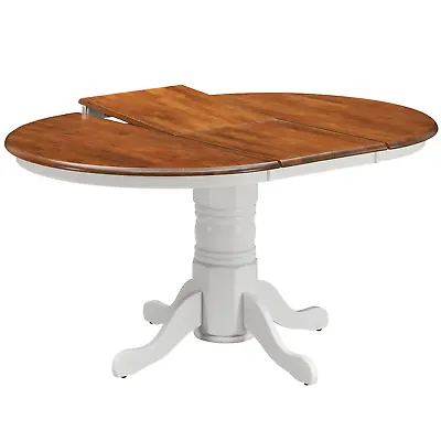$710.41 • Buy Lupin Extendable Dining Table 150cm Pedestral Stand Solid Rubber Wood -White Oak