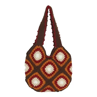 VEDI ARTISTRY Handmade Crochet Shoulder Bag - Brown • $42.99